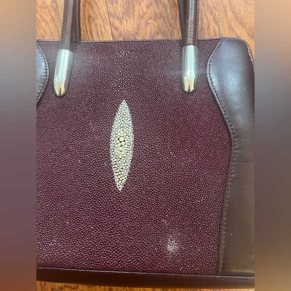 Vintage Kismet Stingray Burgundy Leather Handbag - Picture 14 of 15